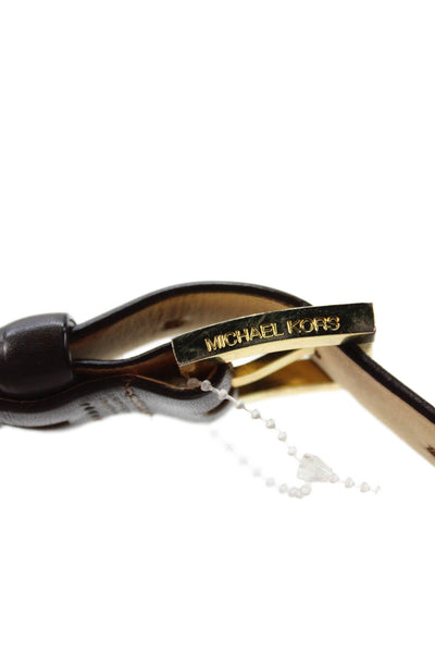 Michael Kors Womens Leather Gold Tone Skinny Belt Hickory Brown Size 4