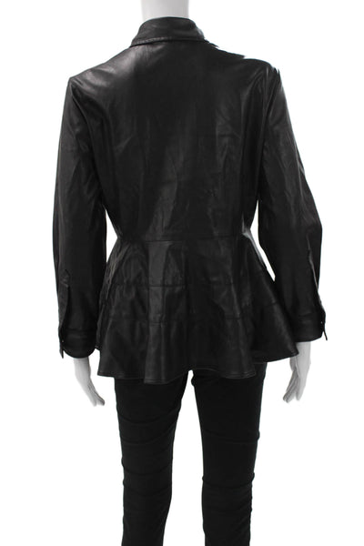 Pomander Place Women Black Collared Long Sleeve Tunic Button Up Size S