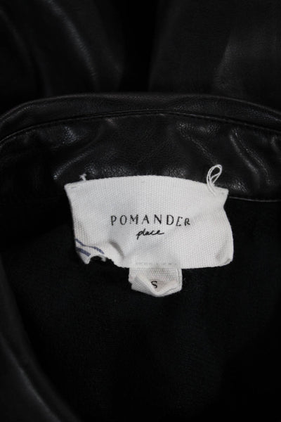 Pomander Place Women Black Collared Long Sleeve Tunic Button Up Size S