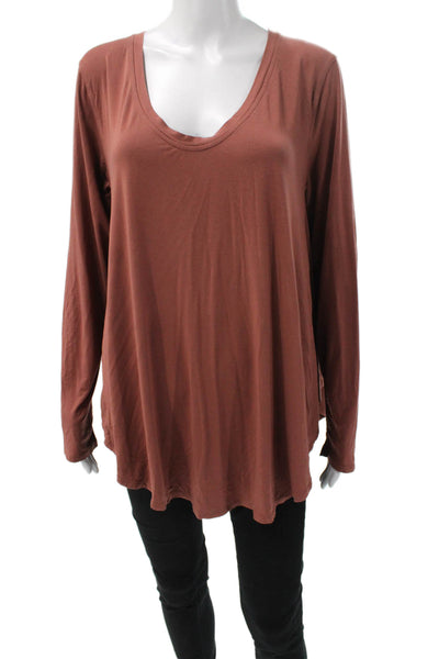 Lululemon Womens Brown Modal V-Neck Long Sleeve Basic T-Shirt Size 8