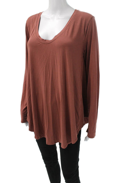 Lululemon Womens Brown Modal V-Neck Long Sleeve Basic T-Shirt Size 8