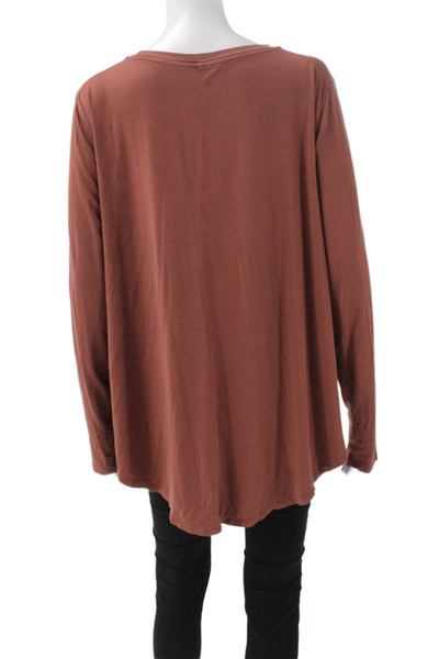 Lululemon Womens Brown Modal V-Neck Long Sleeve Basic T-Shirt Size 8