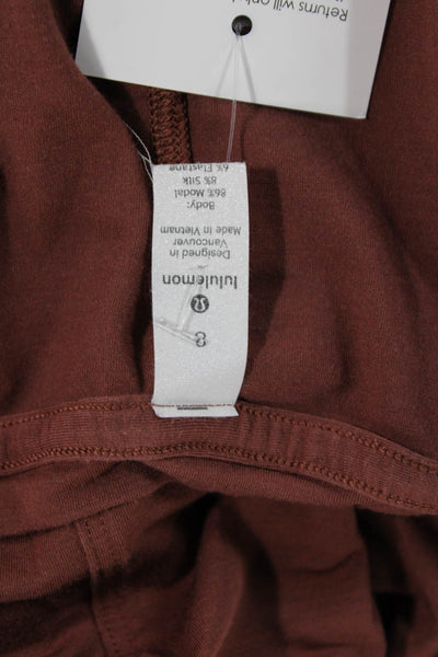 Lululemon Womens Brown Modal V-Neck Long Sleeve Basic T-Shirt Size 8