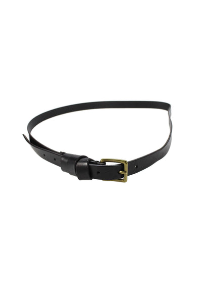 Madewell Womens Leather Gold Tone Skinny Belt Black Size Large