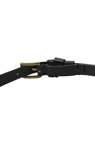 Madewell Womens Leather Gold Tone Skinny Belt Black Size Large