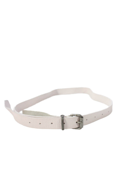 Free People Womens Pebbled Leather Silver Tone Belt White Size Small