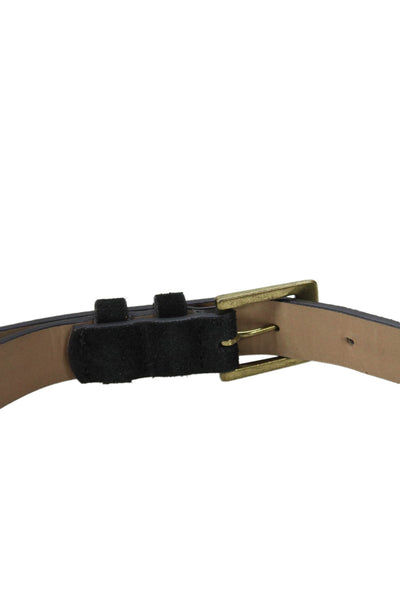 J Crew Womens Suede Gold Tone Buckle Skinny Belt Black Size Small