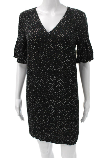 Madewell Womens Black V Neck Shift Dress Short Sleeve 100% Viscose Size 0