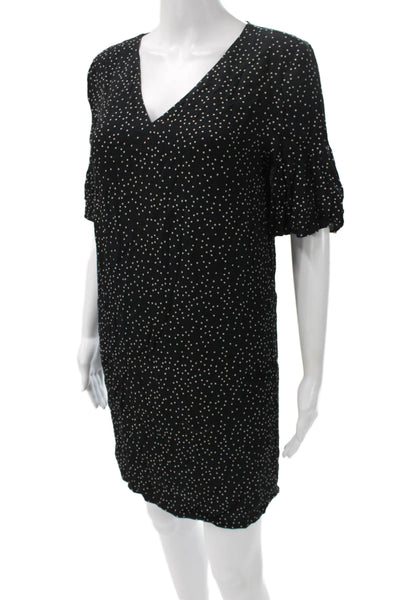 Madewell Womens Black V Neck Shift Dress Short Sleeve 100% Viscose Size 0
