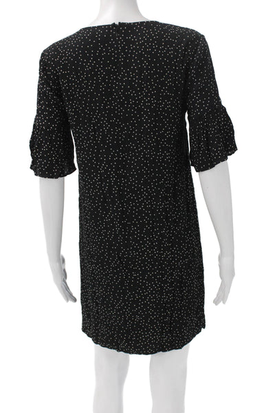 Madewell Womens Black V Neck Shift Dress Short Sleeve 100% Viscose Size 0