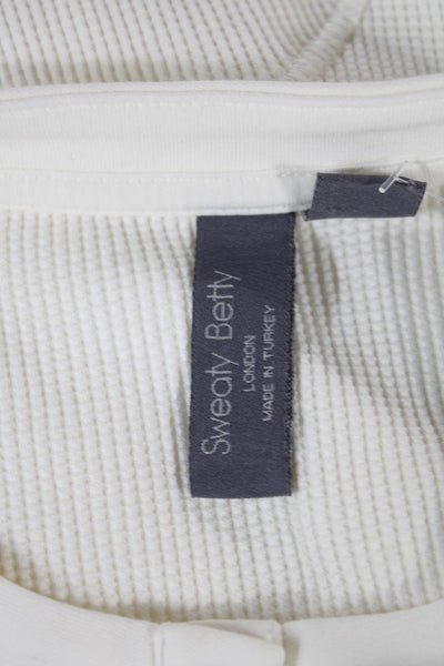 Sweaty Betty Womens Basic Casual Henley Long Sleeve Button White Top Size S