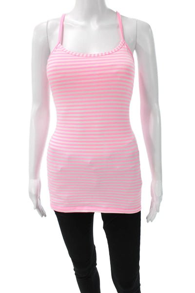 Lululemon Womens Pink Striped Scoop Neck Sleeveless Basic Tank Nylon Size 4