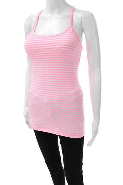 Lululemon Womens Pink Striped Scoop Neck Sleeveless Basic Tank Nylon Size 4