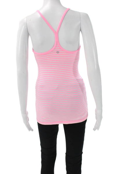 Lululemon Womens Pink Striped Scoop Neck Sleeveless Basic Tank Nylon Size 4