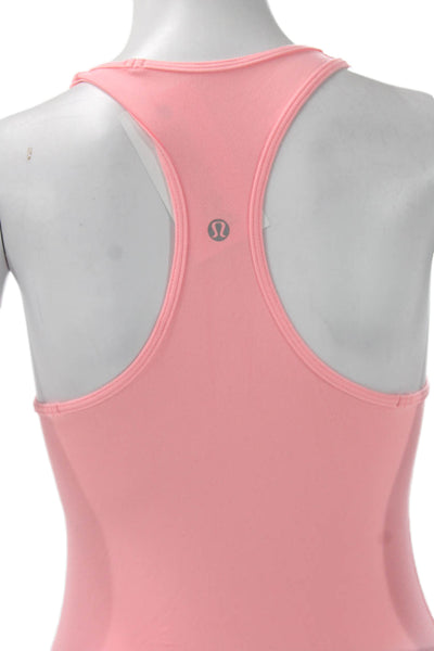 Lululemon Women Pink Nylon Scoop Neck Sleeveless Basic Tank Pullover Size 4