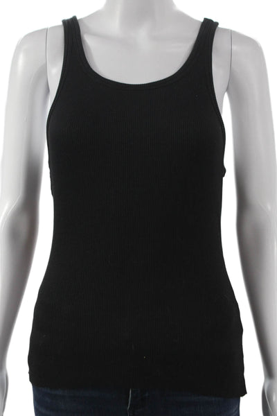 Nation LTD Womens Basic Sleeveless Scoop Neck Tank Black Pima Cotton Size M