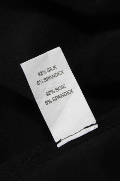 Ramy Brook Womens Basic Black Silk Boat Neck Long Sleeve Blouse Size XS