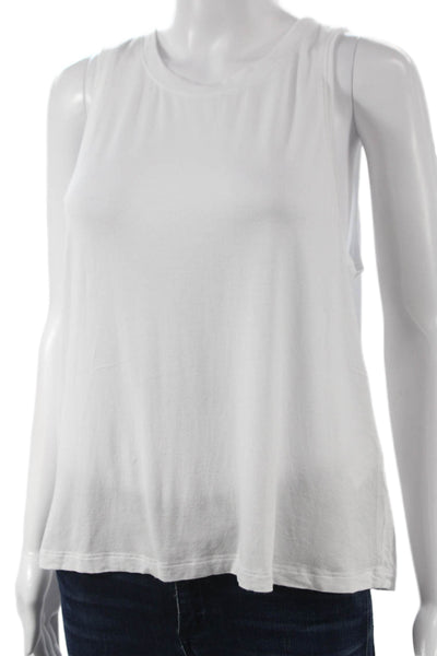 Beyond Yoga Women Basic Tank Sleeveless White Micromodal Round Neck Size S