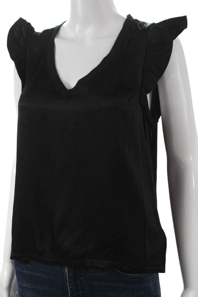 Nation LTD Women Blouse Black V-Neck Sleeveless Rayon Pullover Size S