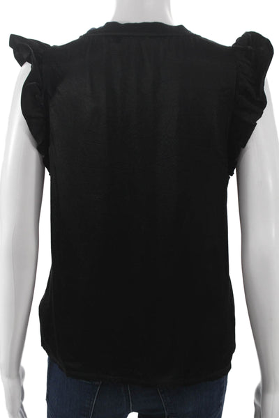 Nation LTD Women Blouse Black V-Neck Sleeveless Rayon Pullover Size S