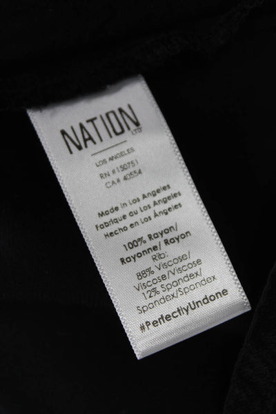 Nation LTD Women Blouse Black V-Neck Sleeveless Rayon Pullover Size S