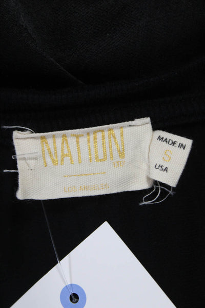 Nation LTD Women Blouse Black V-Neck Sleeveless Rayon Pullover Size S