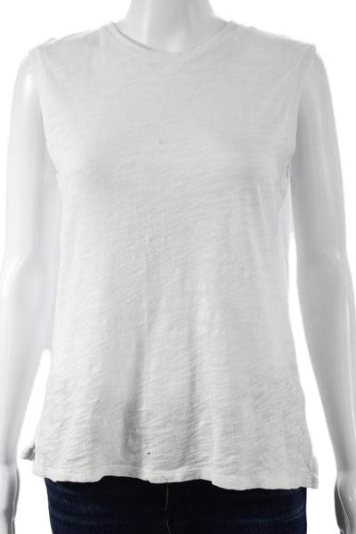 ATM Womens Basic Cotton Sleeveless Round Neck Tank White Size S