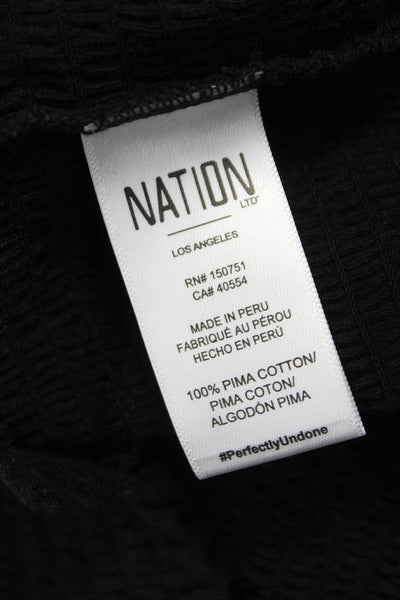 Nation LTD Womens Black Pima Cotton Sweetheart Short Sleeve Blouse Size M