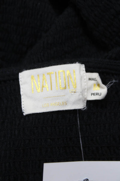 Nation LTD Womens Black Pima Cotton Sweetheart Short Sleeve Blouse Size M