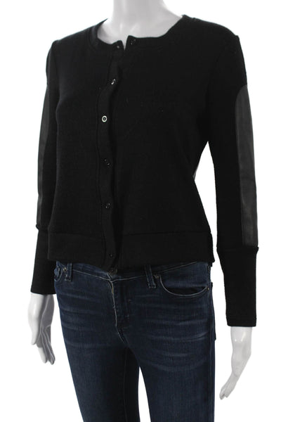 Drew Womens Basic Jacket Black Rayon Long Sleeve Button Round Neck Size S