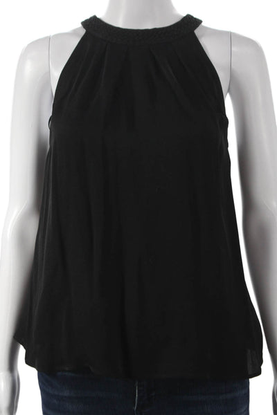Joie Womens Basic Silk Halter Sleeveless Blouse Black Hook Eye Size XS