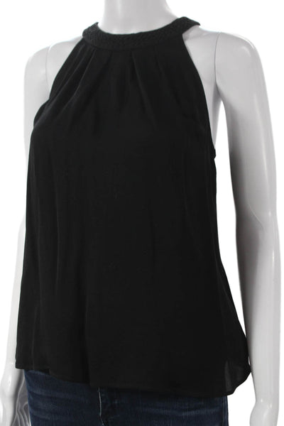 Joie Womens Basic Silk Halter Sleeveless Blouse Black Hook Eye Size XS