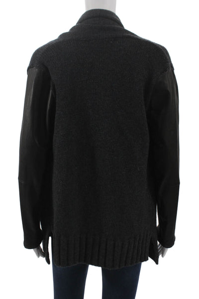 Vince Womens Cardigan Gray Wool Collared Long Sleeve Solid Size XS