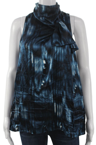 Gianfranco Ferre Women Silk Striped High Neck Sleeveless Blouse Zip Size 40