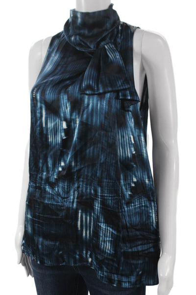 Gianfranco Ferre Women Silk Striped High Neck Sleeveless Blouse Zip Size 40