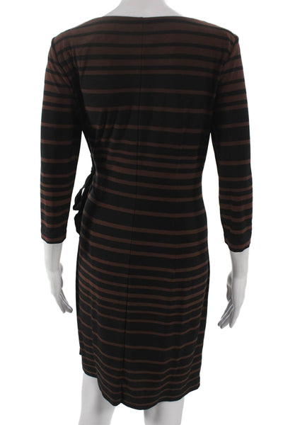 Taylor Women Sheath Dress Black Striped 3/4 Sleeve Boat Neck Size 6