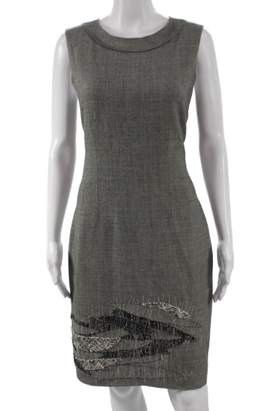 Elie Tahari Womens Gray Sheath Dress Knee Length Sleeveless Zip Size 6