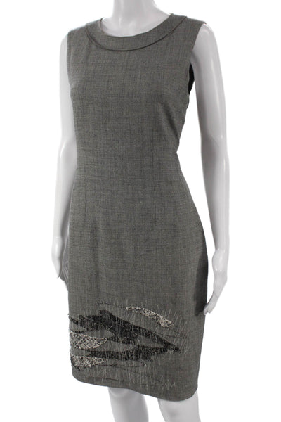 Elie Tahari Womens Gray Sheath Dress Knee Length Sleeveless Zip Size 6
