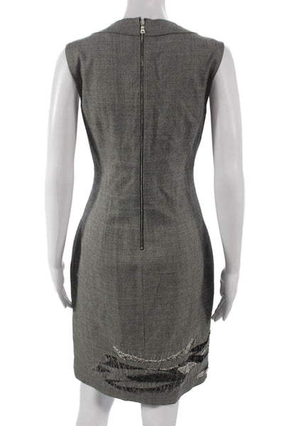 Elie Tahari Womens Gray Sheath Dress Knee Length Sleeveless Zip Size 6