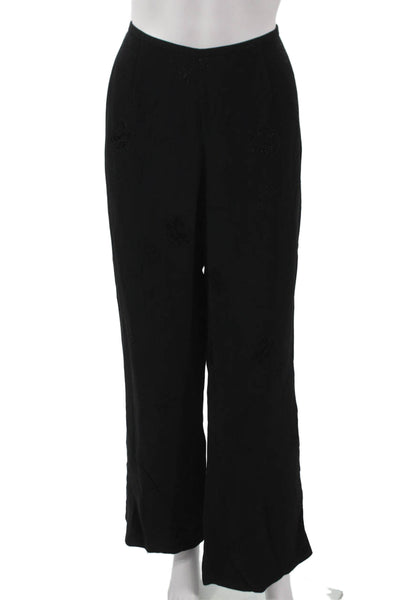 Escada Womens Dress Pants Black Floral Acetate Zip Size 40