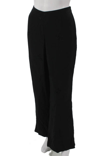 Escada Womens Dress Pants Black Floral Acetate Zip Size 40