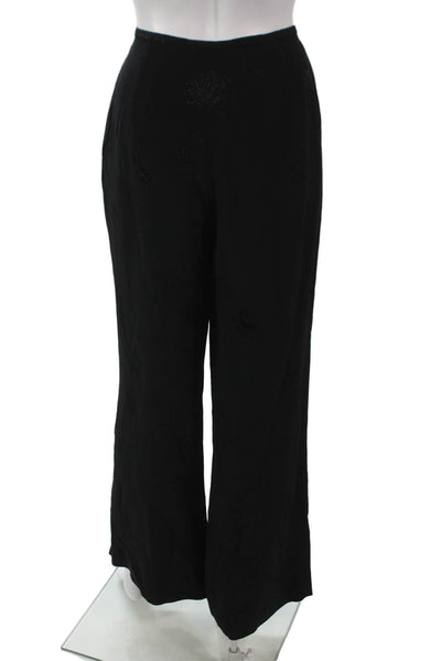 Escada Womens Dress Pants Black Floral Acetate Zip Size 40