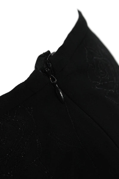 Escada Womens Dress Pants Black Floral Acetate Zip Size 40