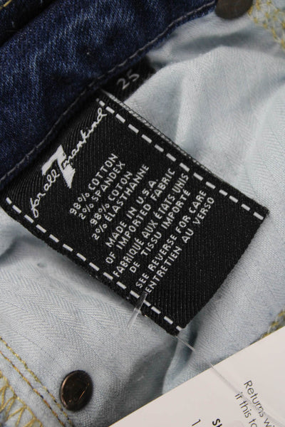 7 For All Mankind Womens Skinny Jeans Blue Mid Rise Cotton Blend Size 25