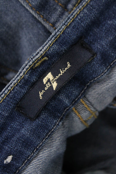 7 For All Mankind Womens Skinny Jeans Blue Mid Rise Cotton Blend Size 25