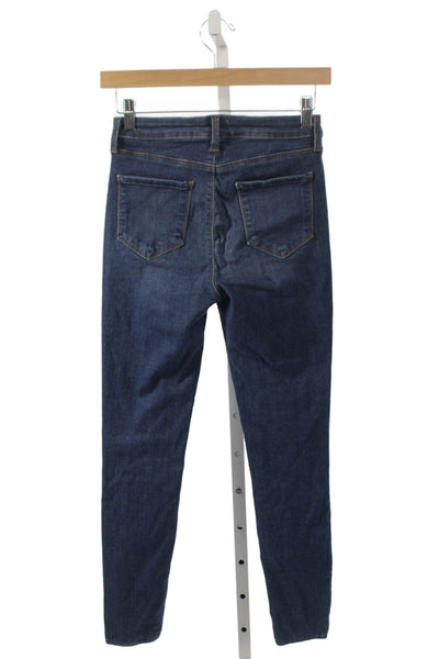 L Agence Womens Skinny Blue High Rise Jeans Button Size 26
