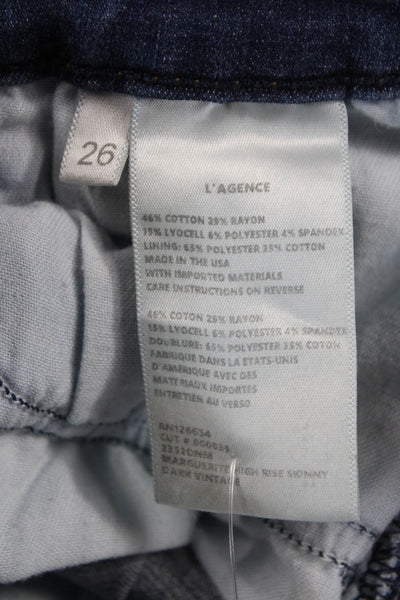 L Agence Womens Skinny Blue High Rise Jeans Button Size 26