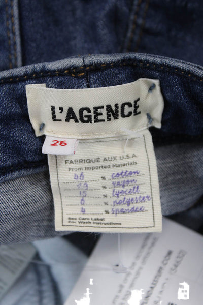 L Agence Womens Skinny Blue High Rise Jeans Button Size 26