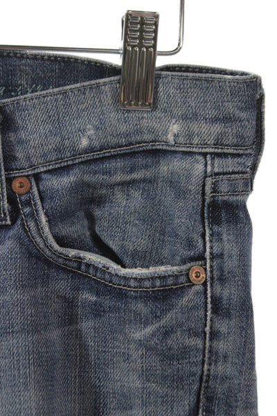 7 For All Mankind Women Blue Straight Jeans Low Rise Inseam 30 Size 26