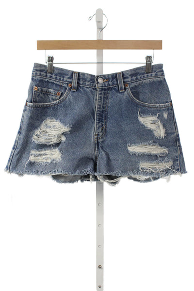 Levis Womens Cut-Off Shorts Blue Cotton Button Size 30